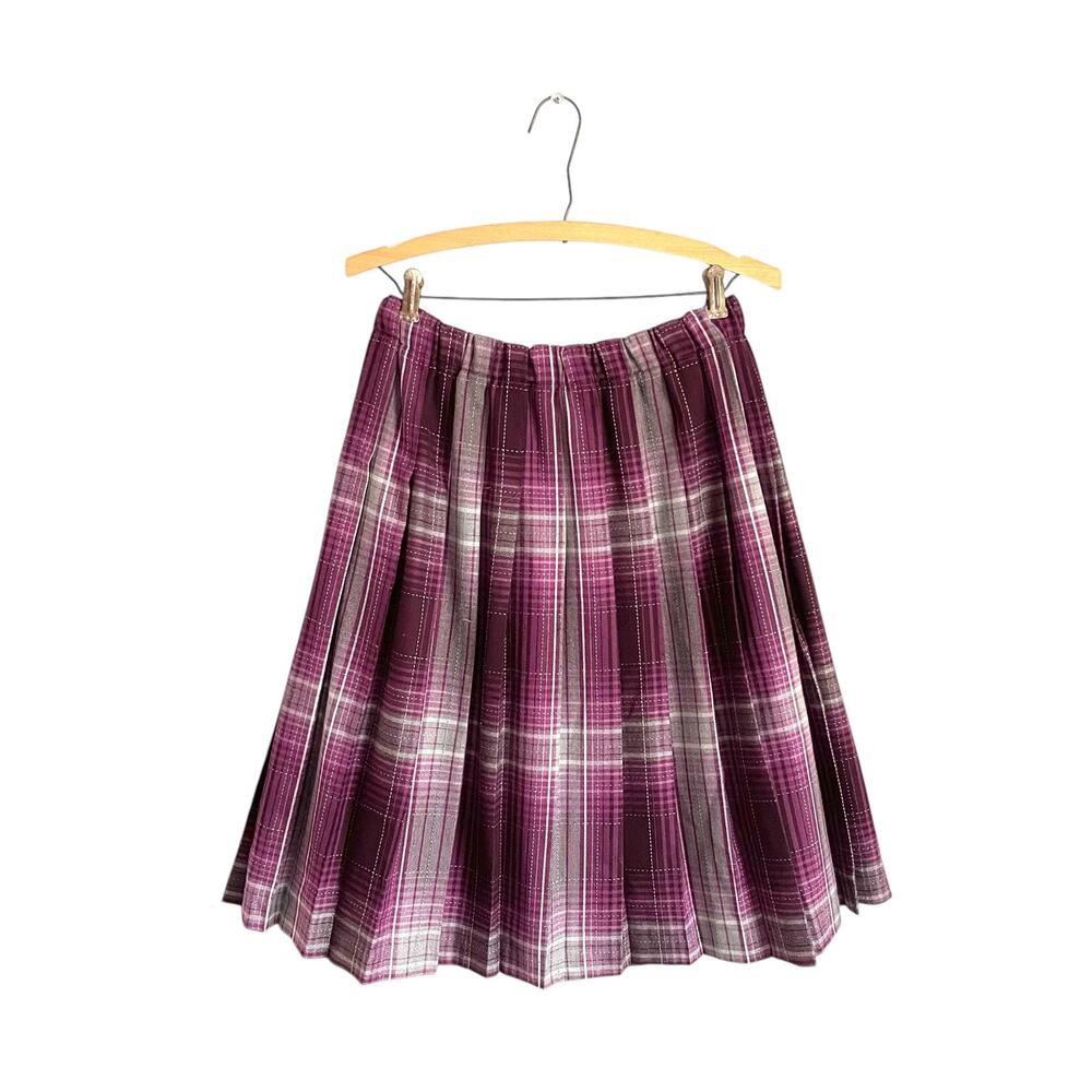 Vintage Appleseed's Purple Plaid Midi Skirt: 80s, 90s